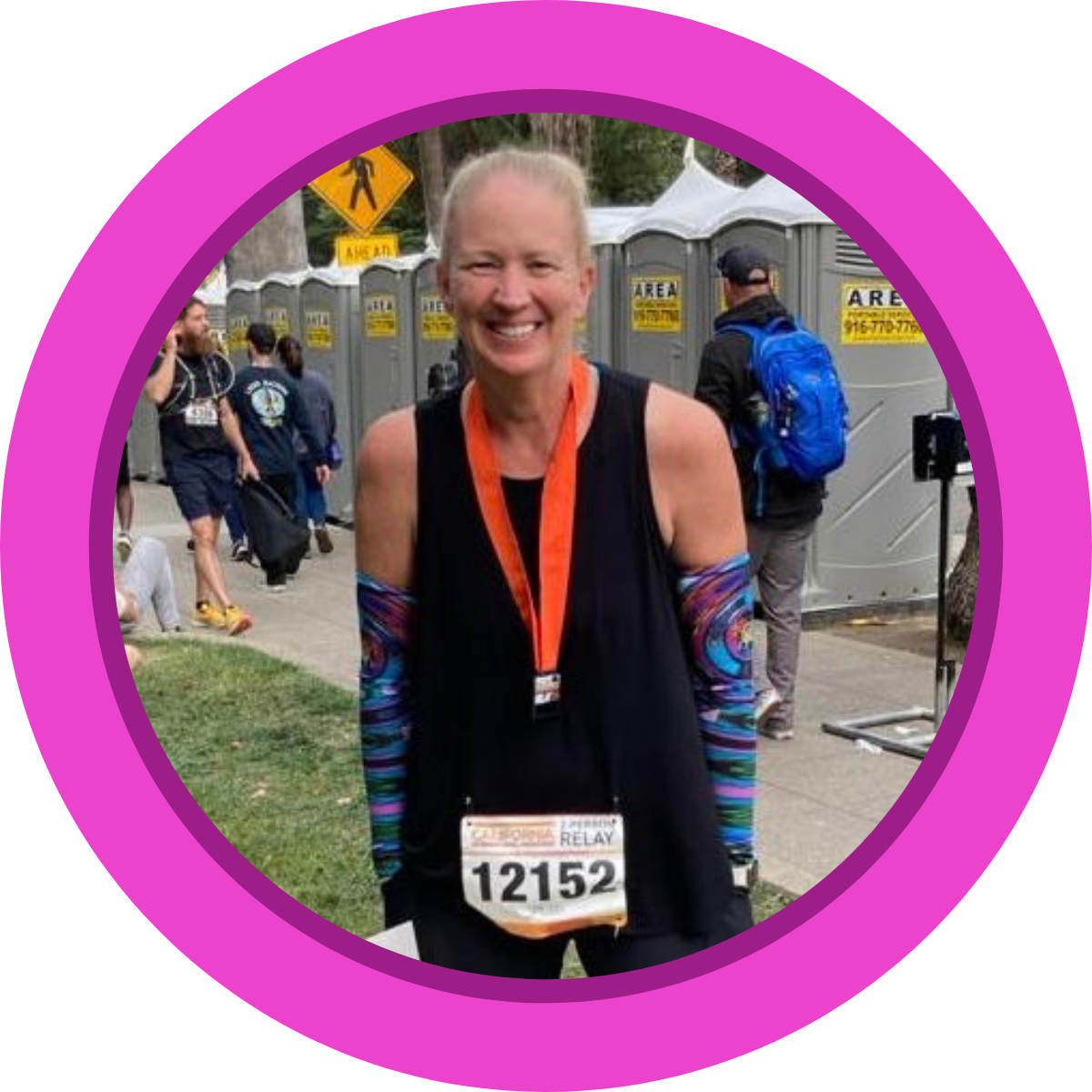 getyourgoal-membership-testimonial-ambitious-half-marathon-woman Get Your GOAL community member Mary Lee H at her half marathon finish